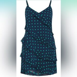 City Chic 4X Blue with Green Polka Dots Dress